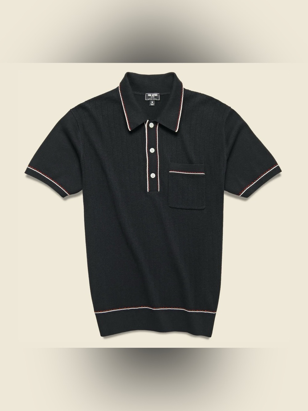Todd Snyder Italian Cotton Silk Tipped Riviera Sweater Polo in Black